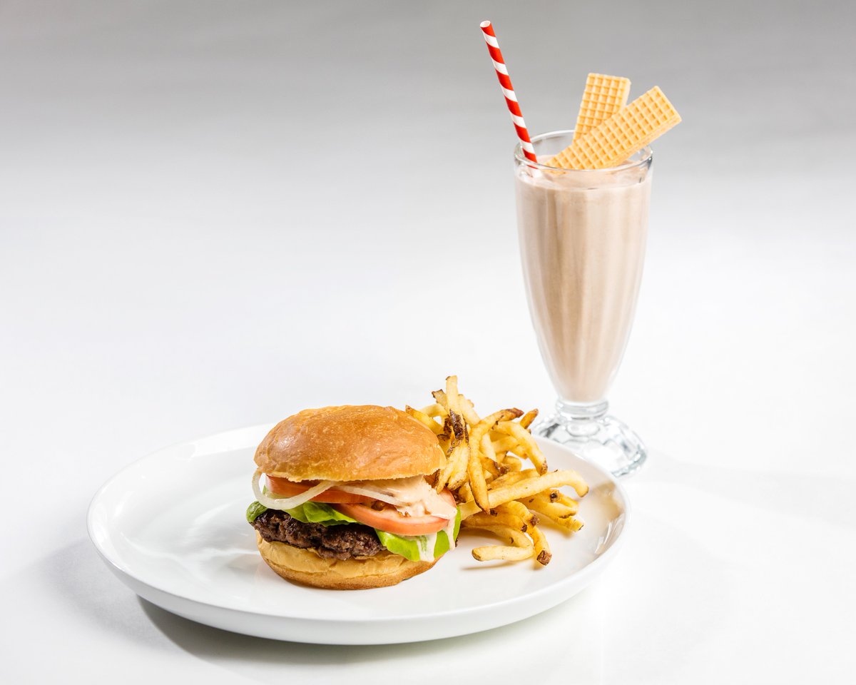 Lunch time!  #desmoineseats #burger #fries #MilkShake