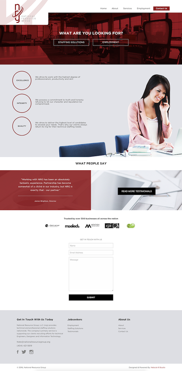Nebula9Studio's tweet photo. New website and logo created for the National Resource Group at https://t.co/rO74IT1s25 #webdesign #design #nebula9 https://t.co/aLpQYdlkWF