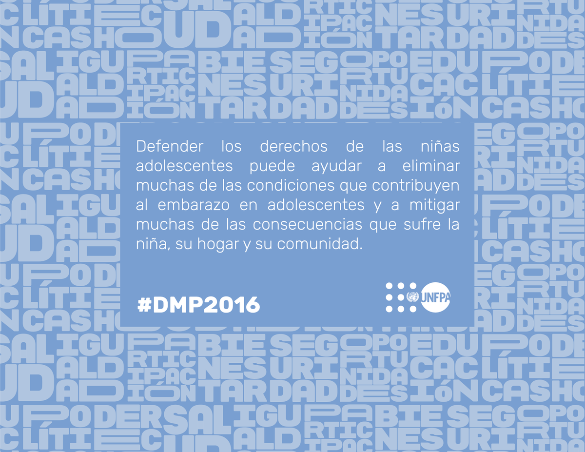 UNFPANIC's tweet photo. Defender los derechos de niñas adolesc. puede eliminar condiciones que contribuyen al embarazo adolescente #DMP2016 https://t.co/rnGbQloUKV