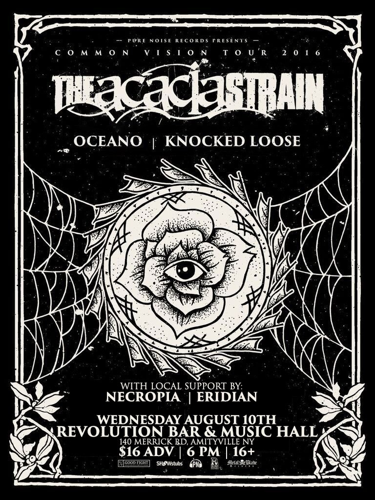 milestogoli's tweet image. T O M O R R O W: @theacaciastrain, @oceanometal, @knockedloose, @Necropia, &amp;amp; @EridianBand: ticketf.ly/2b02vgF
