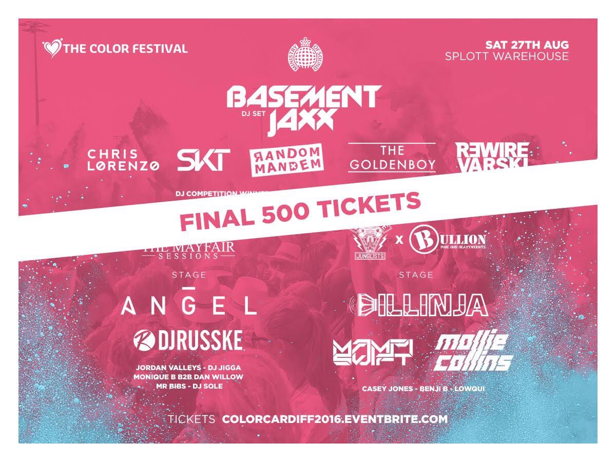 SplottWarehouse's tweet image. ** RT TO WIN 5 x VIP UPGRADES **

FINAL 500 TICKETS: colorcardiff2016.eventbrite.com 

Winner announced Friday at 5pm!