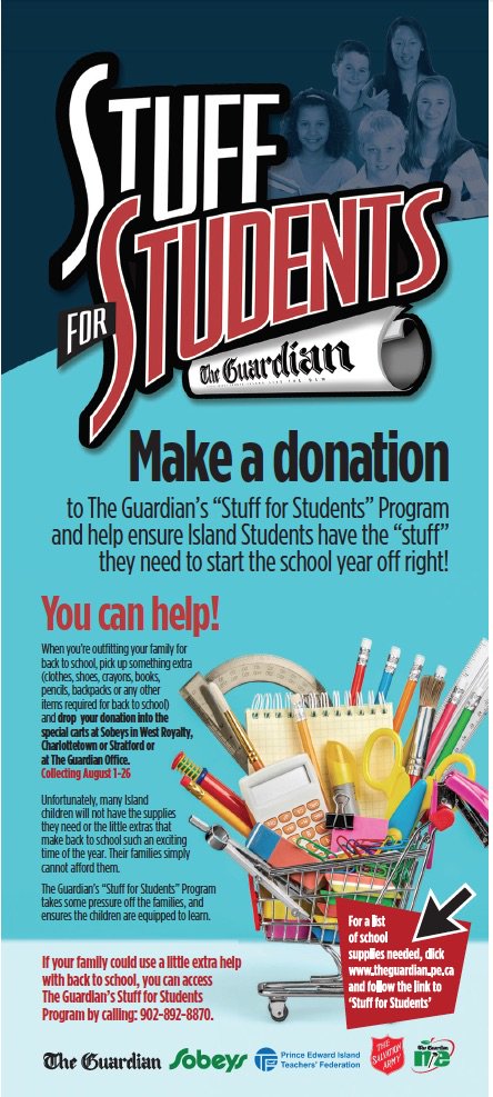 PEIGuardian's tweet photo. The Guardian's Stuff for Students campaign is still accepting donations of school supplies. https://t.co/4BrPXwIBPr