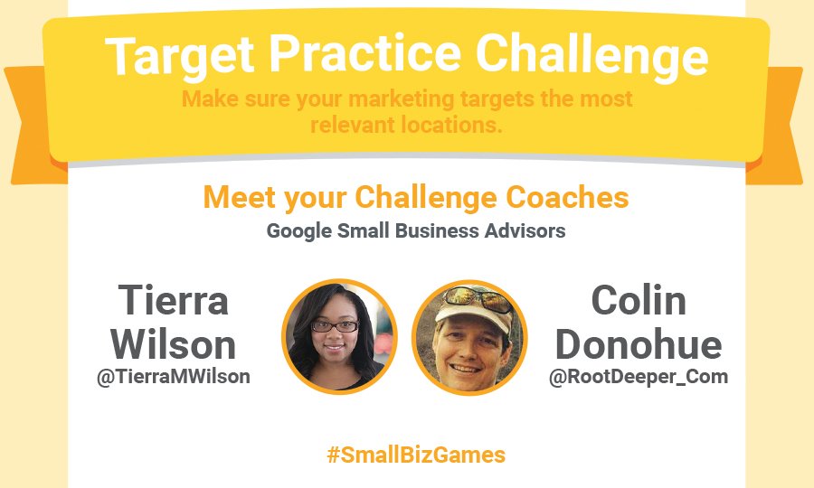 GoogleSmallBiz's tweet photo. Meet your coaches for Challenge 4, @TierraMWilson and @RootDeeper_Com. Ask your questions with #SmallBizGames. https://t.co/01SEgKMtix