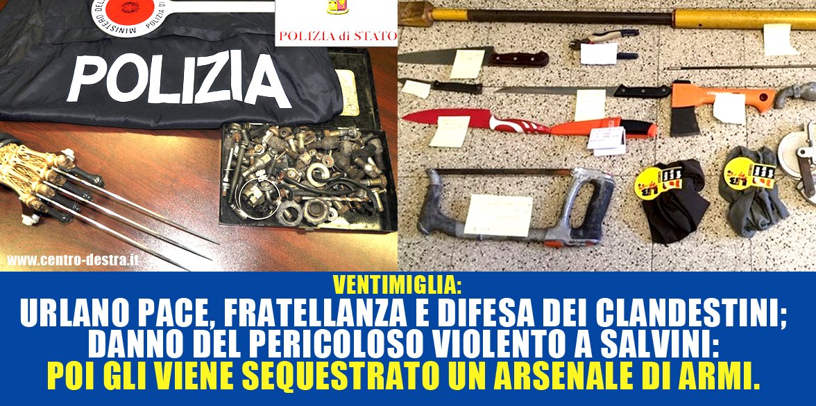 #Ventimiglia ecco l'arsenale sequestrato ai 'bravi ragazzi' dei centri sociali #NoBorders: 
goo.gl/CSKvj0