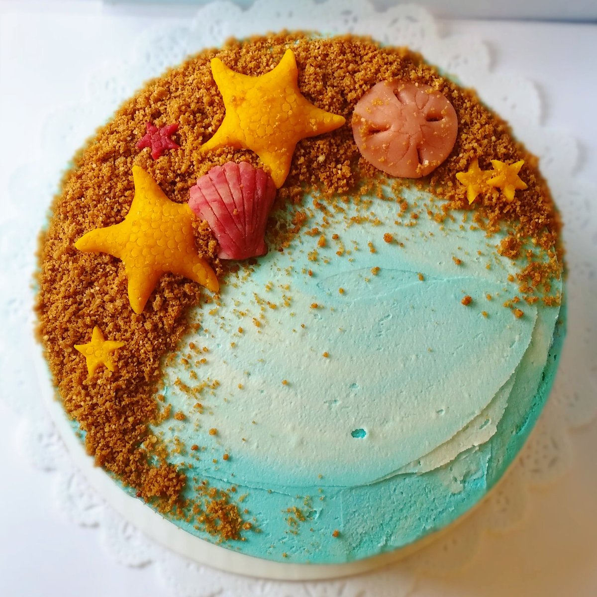 retrobaked's tweet photo. Birthday cake for a beach lover. ☁ #glutenfree #vegan https://t.co/ntT4XIuoXw