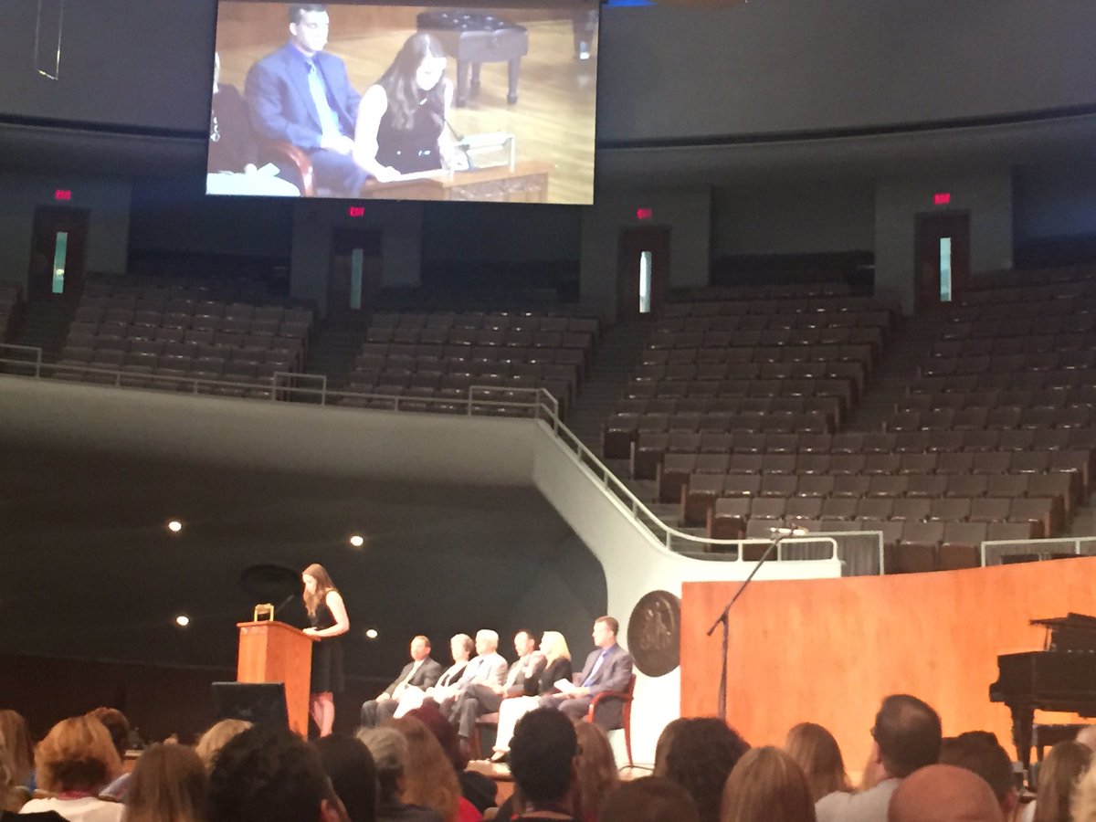 Special shout out to <a href="/Mrs_Schoff/">Kara Schoff</a>  our own,district Teacher of the Year opening convocation! #trumanunited #isdstrong