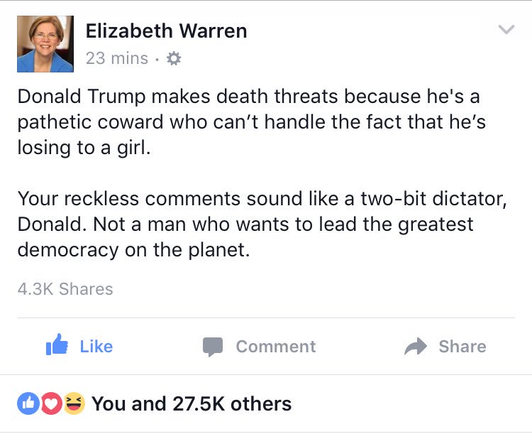 wtfmerica2016's tweet photo. Gosh I love this woman @SenWarren #ImWithHer #TrumpTrainWreck https://t.co/lSAwooCGOa