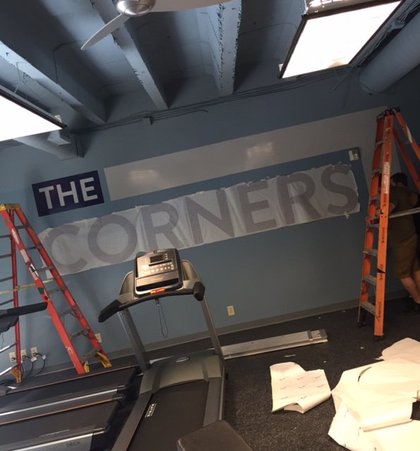TheCorners_'s tweet photo. our branded logo is going up today in our renovated fitness center. It looks amazing! @CBREatlanta @TheColorSpot https://t.co/D7S98RG7a0