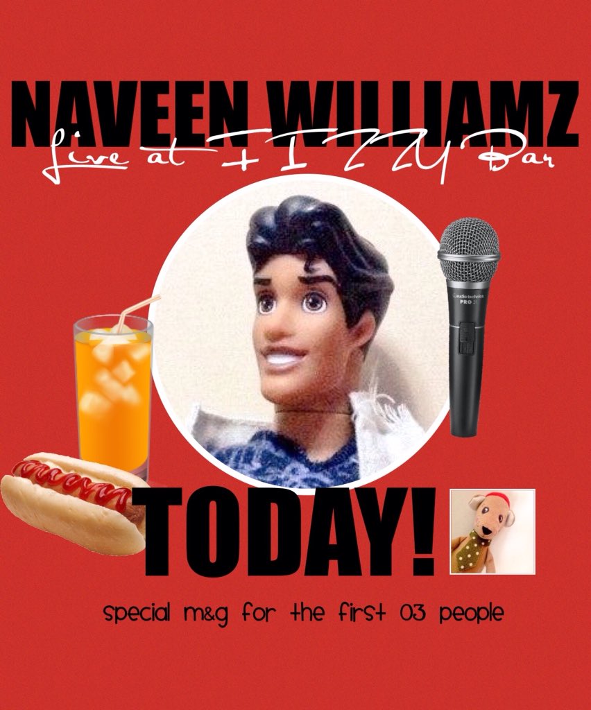 FIZZYBar's tweet photo. Ladies and gentlemans, tonight Fizzy Bar has te honor to present you Naveen Williamz Live! Don't miss it! #FIZZYBar https://t.co/5JGzjgmVLO