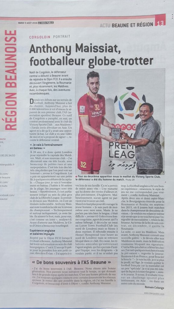 AMaissiat's tweet photo. @BP_Beaune  Merci beaucoup pour l'article et particulièrement à Romain Colange  @BienPublicSport @LaurentManager https://t.co/xpLQcWrwO3