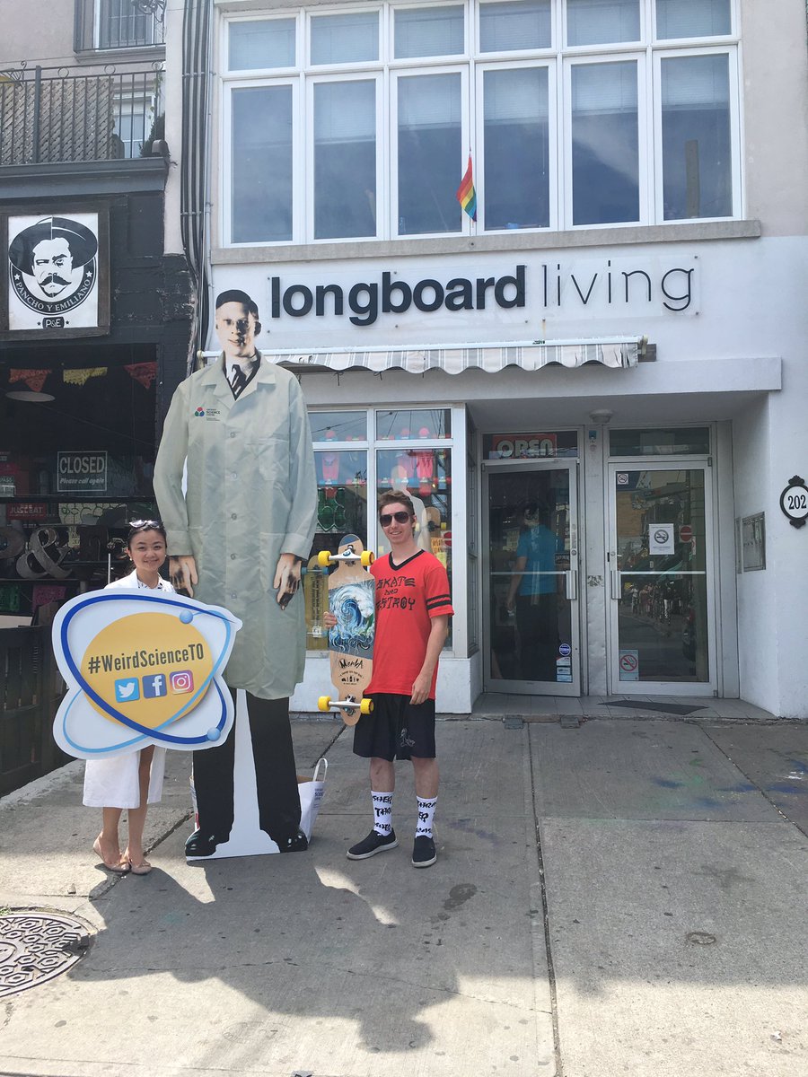 OntScienceCtr's tweet photo. #WheresWadlow? We're @LongboardLiving @Kensington_BIA. Sample @EntomoFarms edible #insects. #WeirdScienceTO https://t.co/0AFEt2SXrd