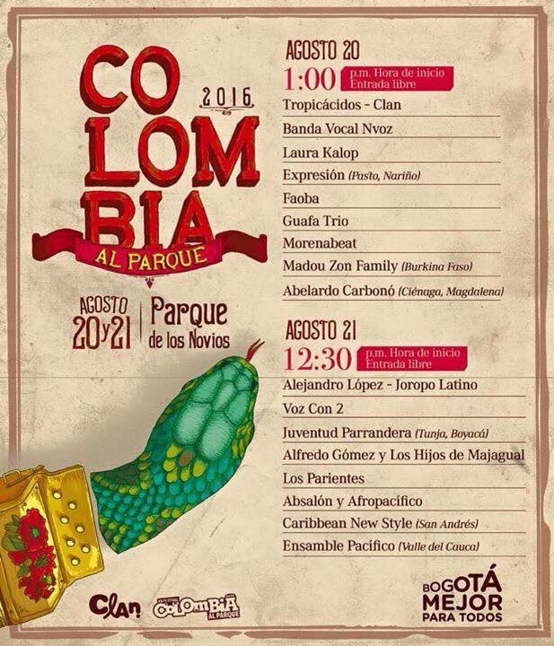 Radiandoando's tweet photo. Cartel y Horarios de @colombiaalparke ... Cómo lo ven? https://t.co/pVnuNxhWd7