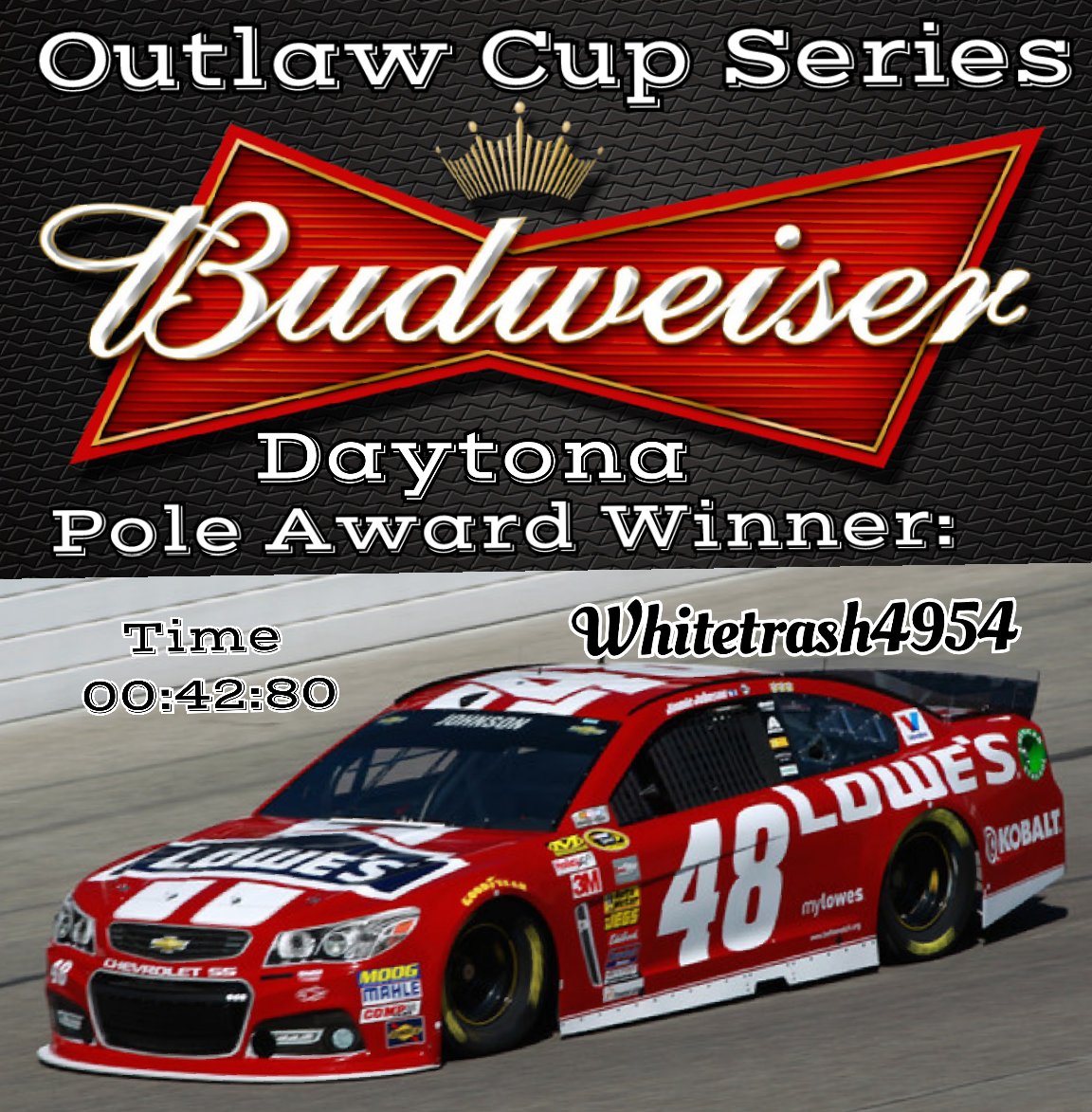 OutlawCupSeries's tweet photo. Congrats @whitetrash4954 for getting the pole and @WizenChief793 for defending Daytona win to start the season off. https://t.co/g1odi75GkO