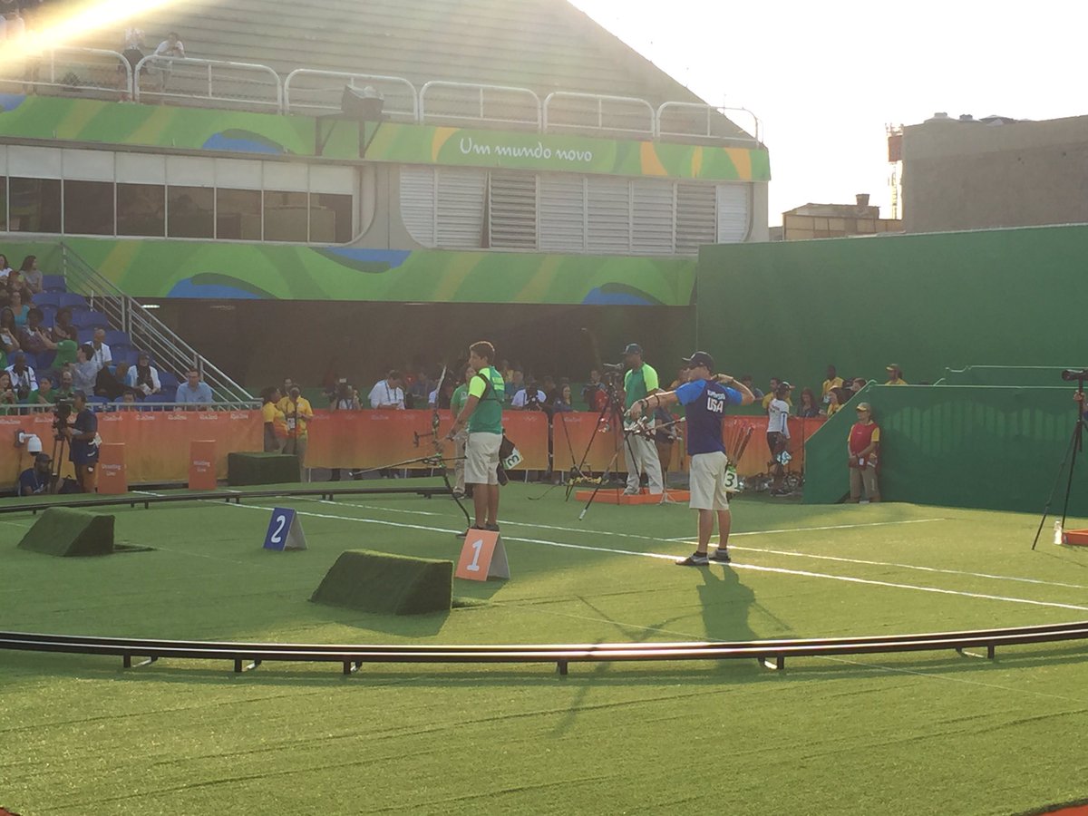 USAArchery's tweet photo. Let's go @jakekaminski !! Solid 10 to start #Rio2016 #archery! https://t.co/4t7LbJAb69
