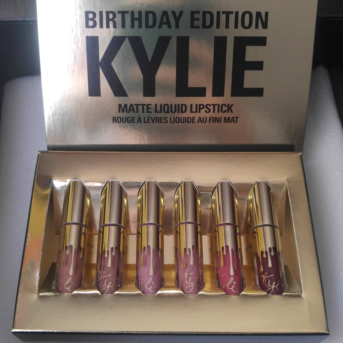 rosealieee's tweet photo. I couldn't be happier 😍💕😍 @kyliecosmetics @KylieJenner  #birthdaycollection #minimattes #iminlove #bestpackagingever https://t.co/skh4gBblaA