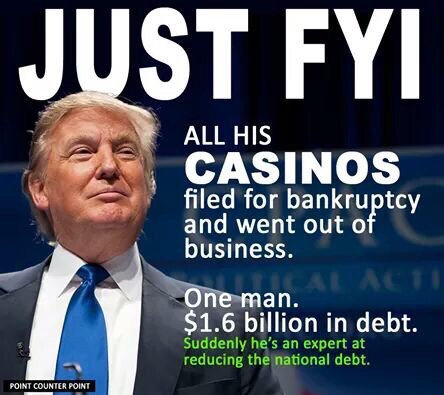 kimmie8264's tweet photo. #seeREDvoteBLUE Just FYI . Don't vote to let him Bankrupt America also https://t.co/F68QVJQGfn