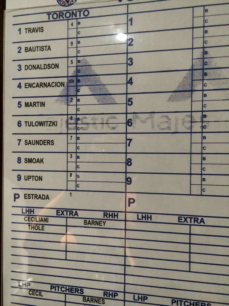 BarryDavis_'s tweet image. Tonight's #BlueJays lineup