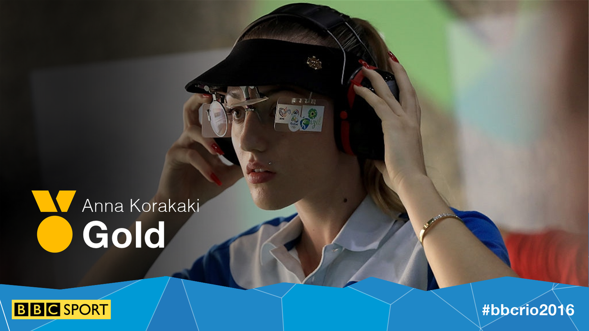 BBCSport's tweet photo. Congrats to Greece's Anna Korakaki who has won gold in the women's 25m pistol shooting https://t.co/wd8dFDsc5h https://t.co/cTTxHmOYIC