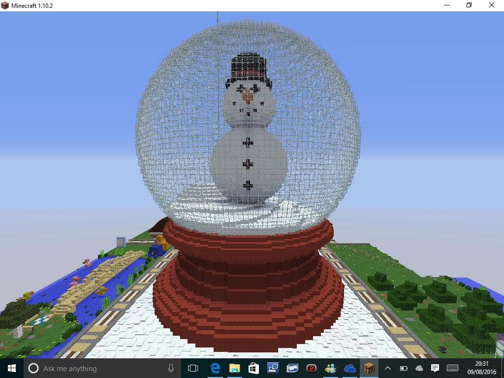 JMKoruster's tweet photo. My new build on @QuacktopiaMC @Sqaishey it is a giant snowglobe with over 25 thousand blocks find it at /p h h4hax https://t.co/LjbGXFz663