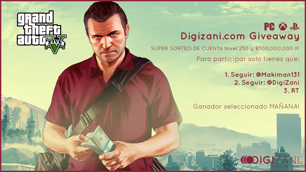 Makiman131's tweet photo. 🔥SORTEO🔥 $500,000,000 EN GTA V +NIVEL!!
Requisitos⤵️
🐦Seguirme @Makiman131 
🐦Seguir @DigiZani 
🔃Dar RT a este Tweet https://t.co/yTRbzAoRS7