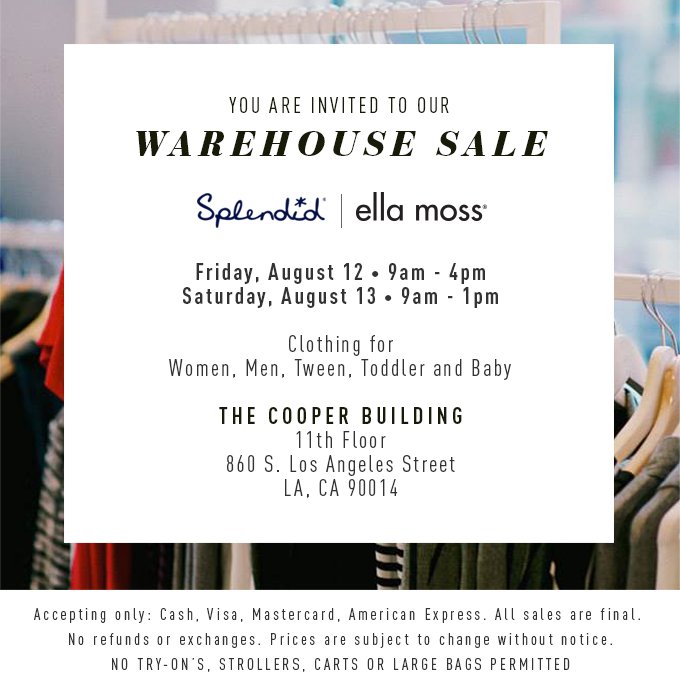 LAFashionDist's tweet photo. . @SplendidLA and @ellamoss warehouse sale TODAY and tomorrow! #FashionFridayDTLA https://t.co/GIlvifmy0T