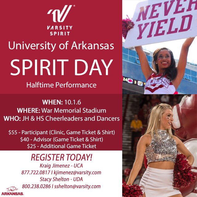 UCAbenb's tweet photo. Want to be a part of our UCA Spirit Day? Call one of the numbers listed on the photo to register! https://t.co/I8bsxhYTtU