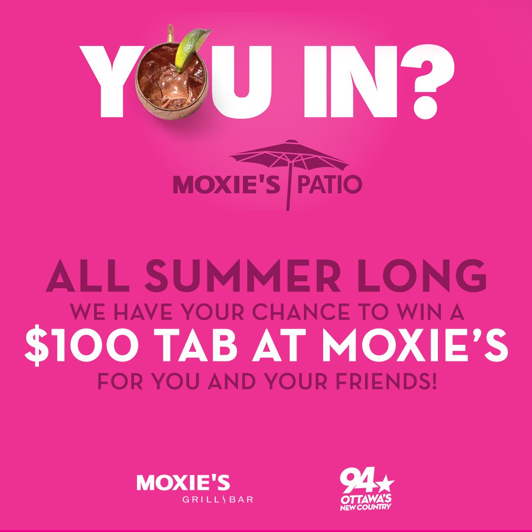 PureCountry94's tweet image. RETWEET and follow @moxies_kanata for your chance to win a $100 tab this Thursday for you and your friends on us!