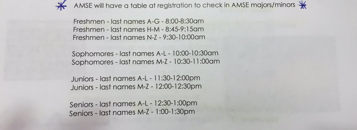 VCsophomore2018's tweet photo. Registration Day Times https://t.co/KkHcu7EFIc