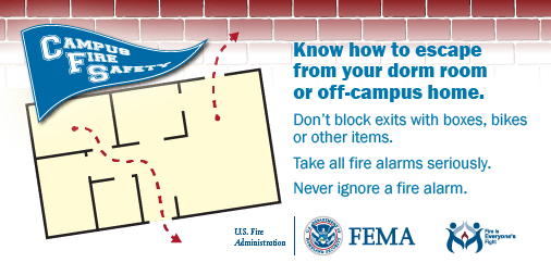 PrepareAthon's tweet photo. Hey college students! Stay #firesafe. Know two ways out of your dorm or off-campus home. #PrepareAthon https://t.co/dbintqdNlB