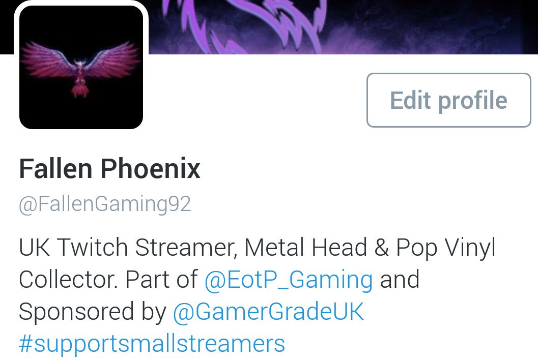 FallenPhoenix92's tweet photo. Edit to Profile done! :) #eotpgaming @GamerGradeUK https://t.co/YL5nCY1MJo