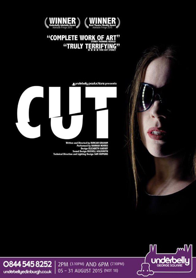 MarkMcKinlay5's tweet photo. #CUTtheplay. Must see show at this years fringe, totally absorbing psychological thriller. Fantastic performance✂️✨👌 https://t.co/68Qksz43pa