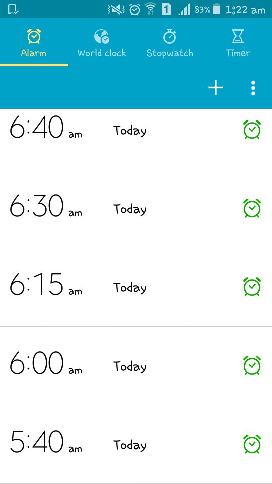 SamanChohan's tweet photo. My alarm times 😂😂 https://t.co/uyGJ7ORJOS