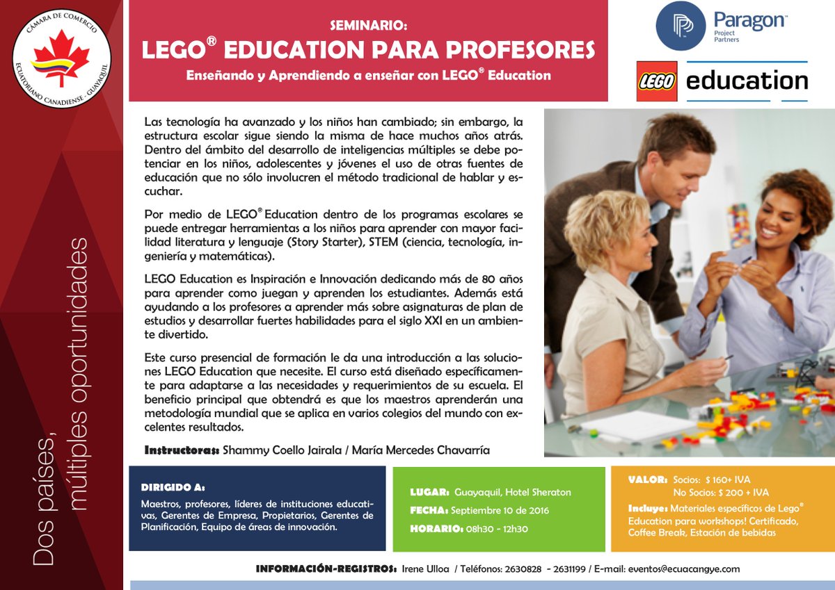 CamaraCanadiens's tweet photo. Sep 10: SEMINARIO LEGO EDUCATION / @SheratonGye / 08h30-12h30  con #nuestrosocio @paragonp3 https://t.co/jYZUCZpGDp https://t.co/y3YkoQaAt3
