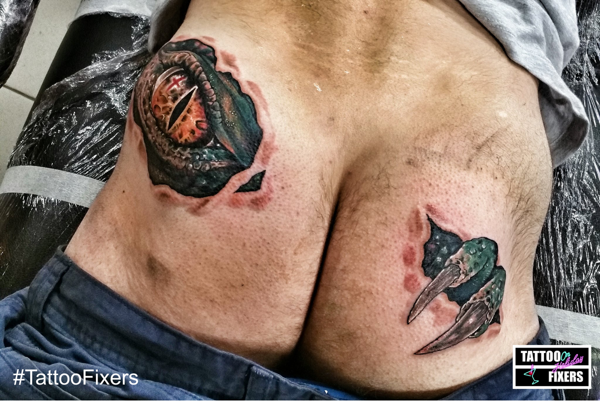 E4TattooFixers's tweet photo. Goodbye Bob. Hello Denzel the dragon! #TattooFixers #Megasoreass https://t.co/kQksjYcoGo