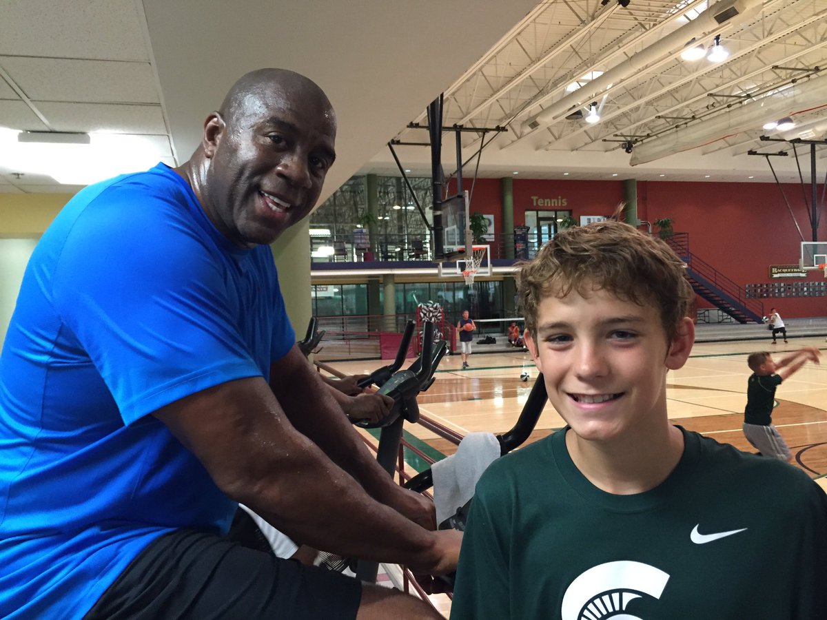 TY <a href="/MagicJohnson/">Earvin Magic Johnson</a> for taking time w/ my son! Your personal comments about his performance were priceless! #pureclass