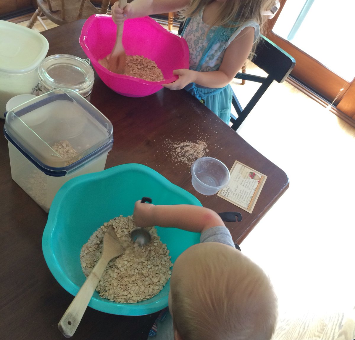 bizzydandelions's tweet photo. Somehow it's both fun and agonizing to have all this "help" in the #kitchen. #momlife #food https://t.co/FCZM8us2Bx
