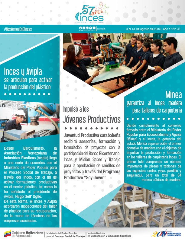 WuikelmanAngelP's tweet photo. Conoce de nuestros convenios y actividades interinstitucionales en el encarte N° 23 #IncesFormandoGeneraciones https://t.co/JSR90S6n8Z