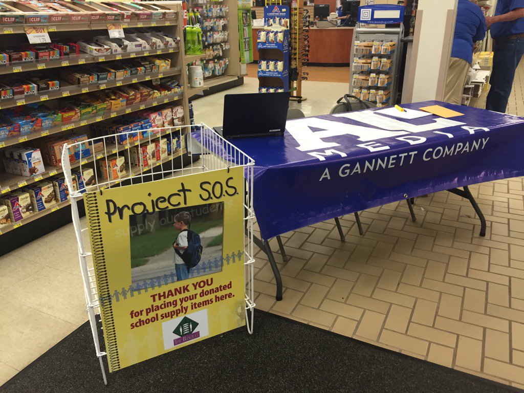 mlraposa's tweet image. Getting set up at Lewis! Stop by from 5-7 to donate school supplies to Project SOS, and Lewis will match donations!