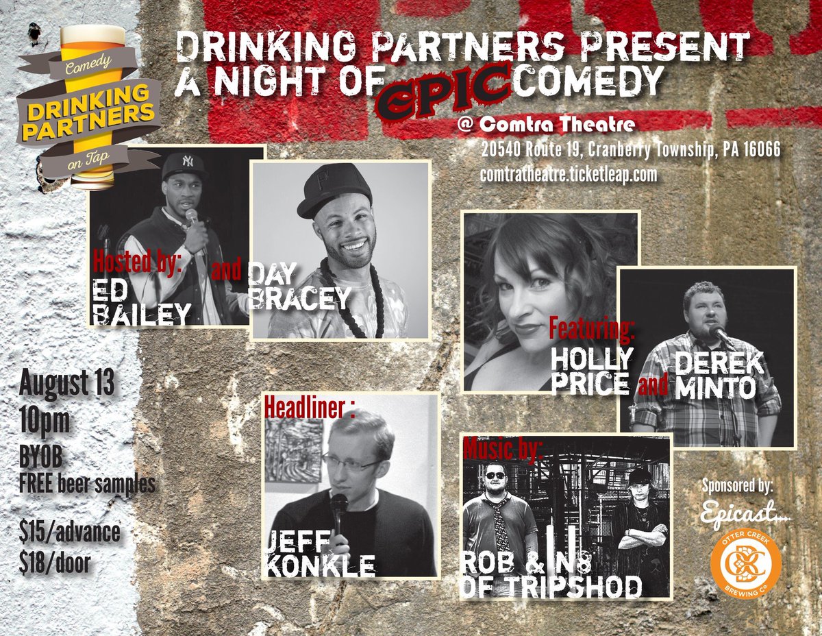 This Saturday!!! #Comedy #Music #BYOB #FreeBeer

Last one sold out so get ur tix ASAP

comtratheatre.ticketleap.com