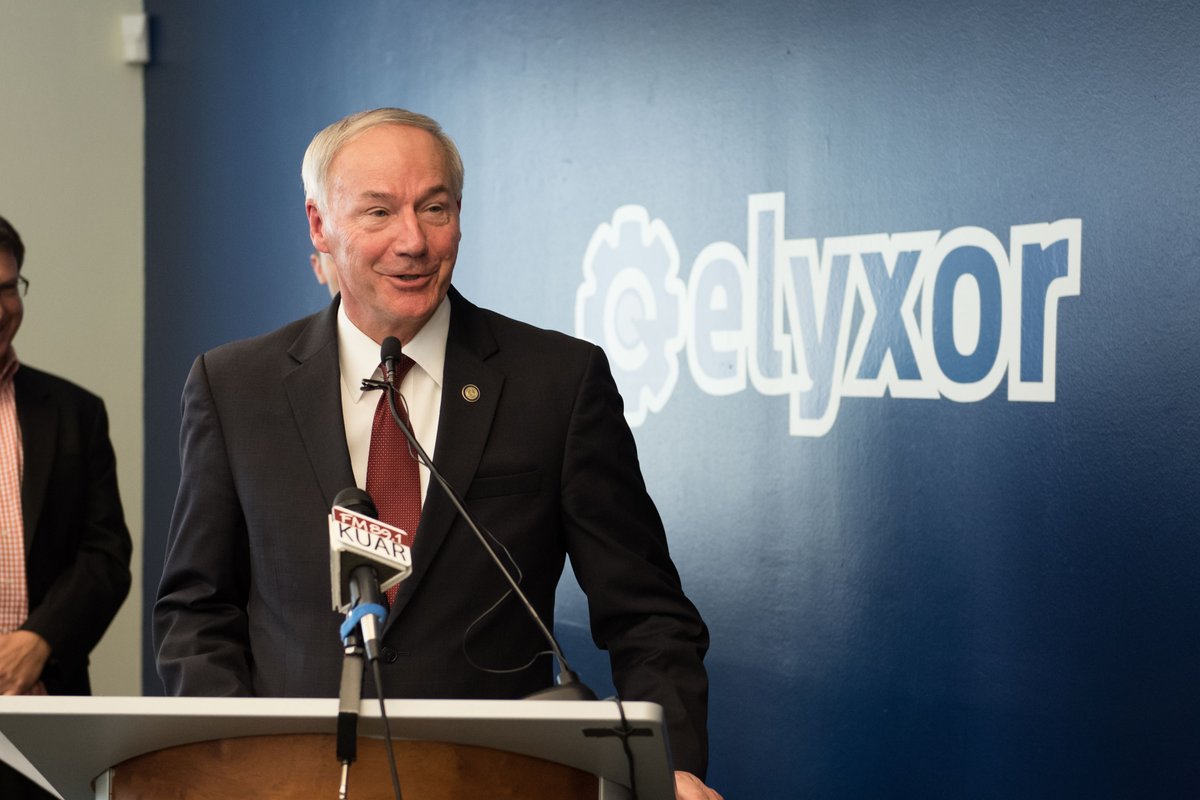 AsaHutchinson's tweet photo. Pleased to join @ArkansasEDC and @elyxor to announce 45 new high-tech jobs in North Little Rock's Argenta District! https://t.co/rgS9LAJpdC