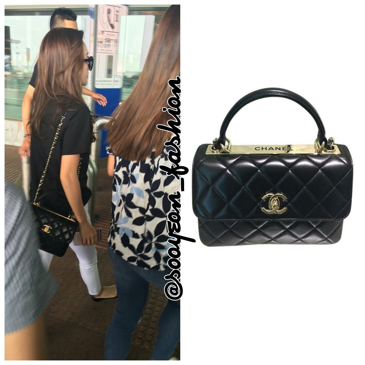 jsy fashion on X: 160810 Beijing Airpot CHANEL: Small Trendy CC Flap Bag ( Black), $5600  #JessicaJung   / X