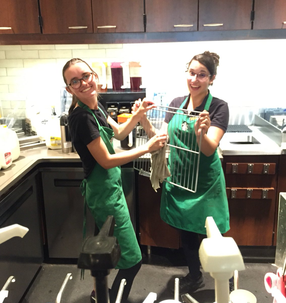 Hannah and Sophia working together to get our store ready for QASA #tobeapartner