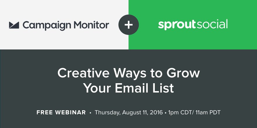 Join me + <a href="/SproutSocial/">Sprout Social</a> this Thursday to get creative tips on ways to grow your email list bit.ly/2b6DTGQ