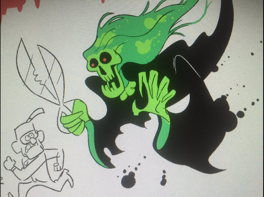 Unfinished gallery piece where the Pines were being terrorized by a creature called "THE CENSOR!"