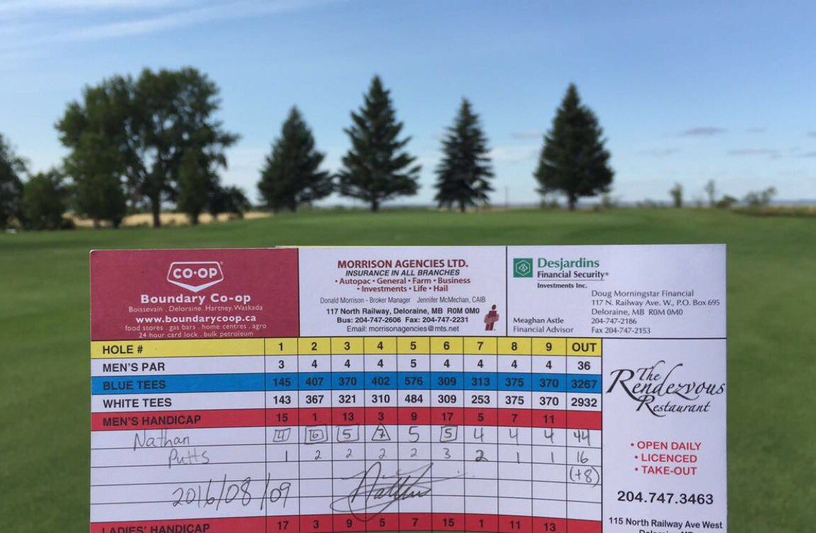 Enjoyed my time playing <a href="/GolfDeloraine/">Deloraine Golf Club</a> today (not my score). For more on the course see Thursday's <a href="/thebrandonsun/">The Brandon Sun 🇨🇦</a>.
