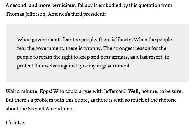 TheTylt's tweet photo. FYI that Jefferson quote people use to defend taking up arms isn't real. #NoRightToRevolt
https://t.co/w5M9Wm1hpy https://t.co/Og8ytmA3CA