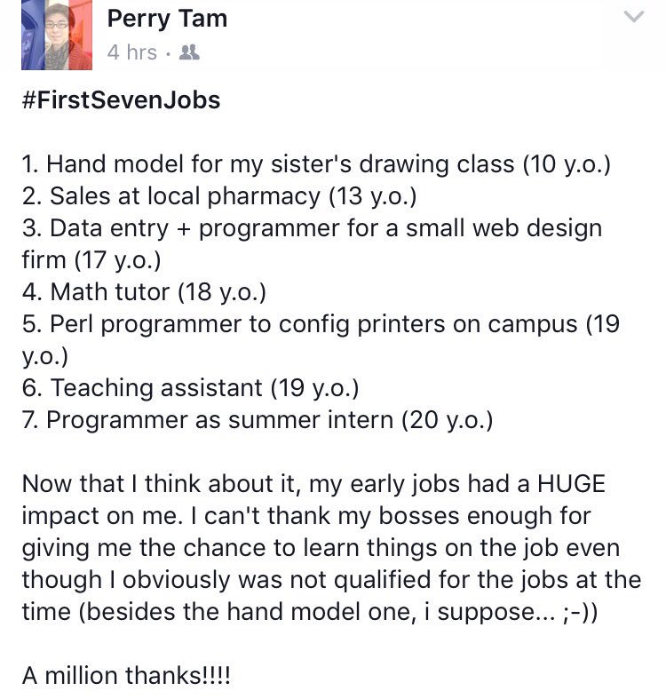 storm8's tweet photo. Our CEO's first ever job though... 😆 #handmodel #firstsevenjobs #first7jobs #lifeatstorm8 https://t.co/lb2UyoJGc4