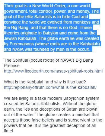 A flat earth conspiracy theory group blames Jewish kabbalists