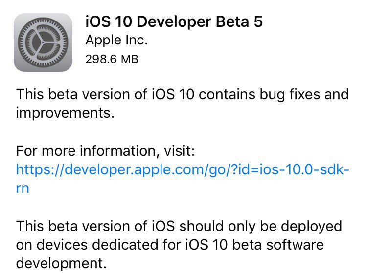 PI50000's tweet photo. iOS 10 Beta 5 is available https://t.co/UMLS1okmCY