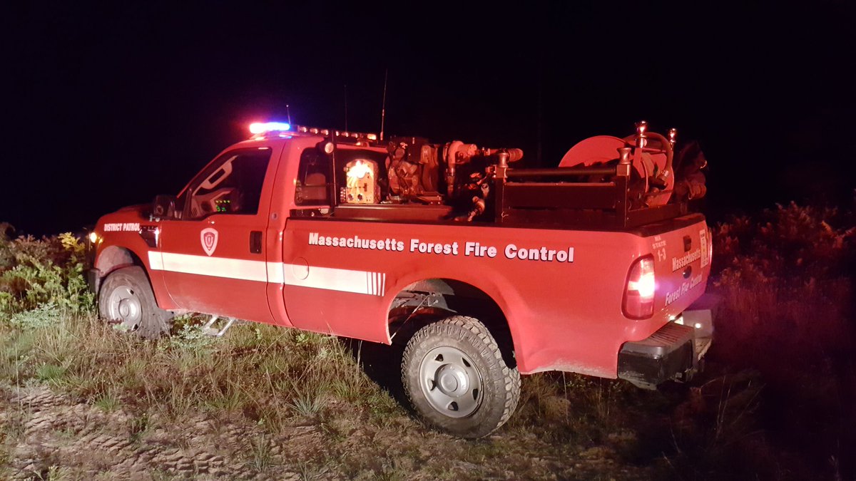 FireDistrict01's tweet photo. FD01 personnel assisted West Barnstable Fire with a brush fire in the Barnstable State Forest tonight. 1/4 acre. https://t.co/cTAS0elXR7